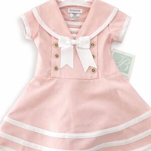 Bonnie Jean Pink and White Sailor Bow Formal Dress